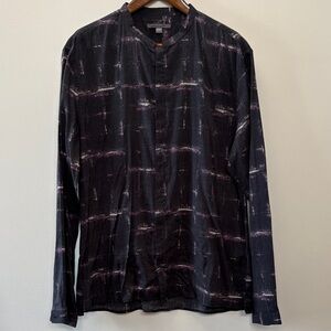 John Varvatos Black and Purple Plaid Shirt